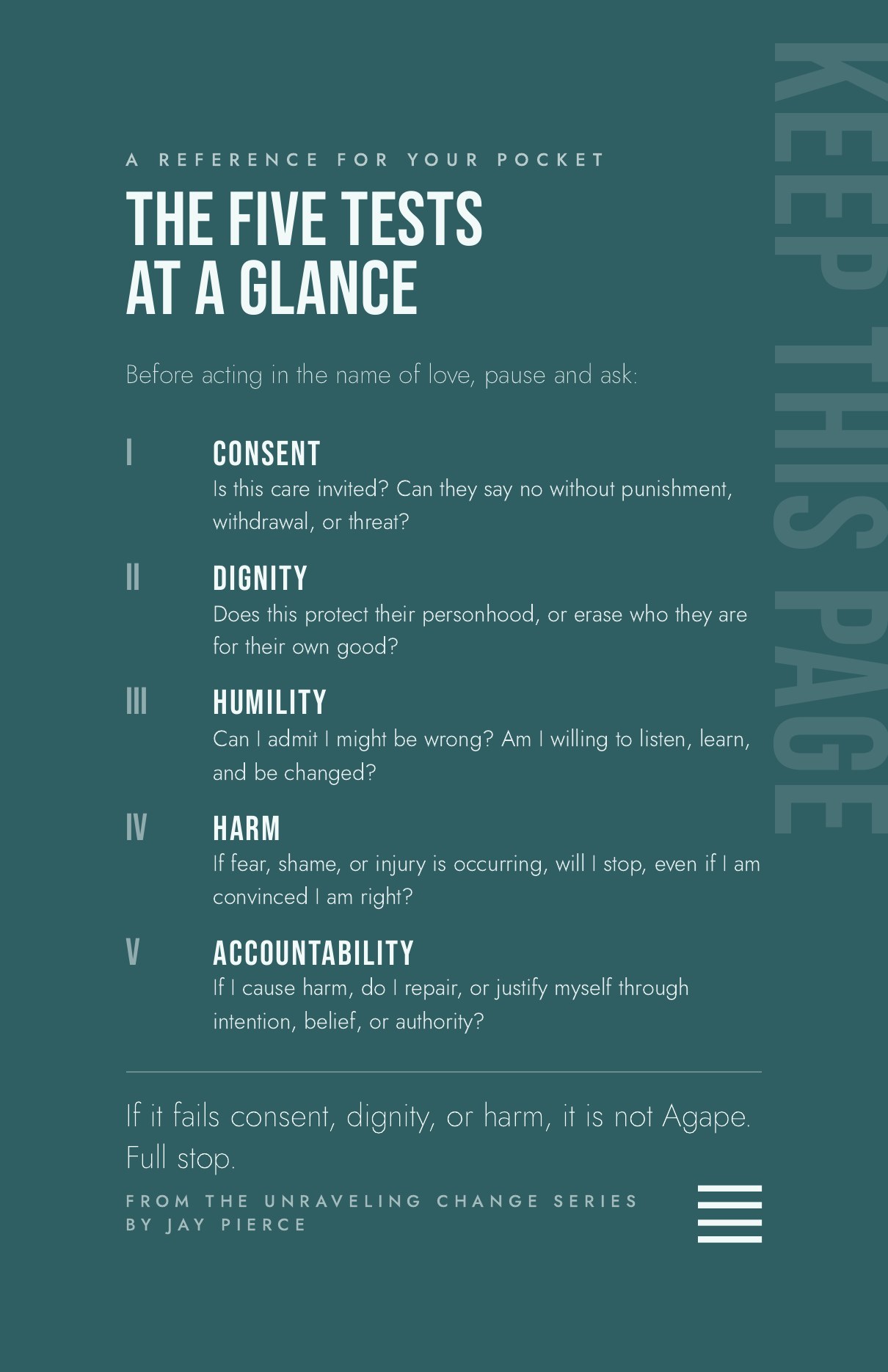 The Five Tests at a Glance cover