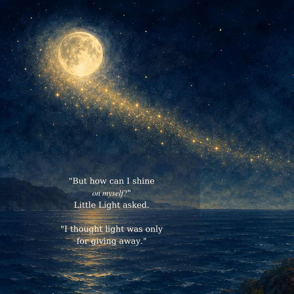 "But how can I shine on myself?" Little Light asked. "I thought light was only for giving away."